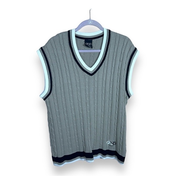 VINTAGE XL ROCKY BEIGE SWEATER VEST SLEEVELESS ACADEMIA PREPPY  COTTON - Picture 1 of 11
